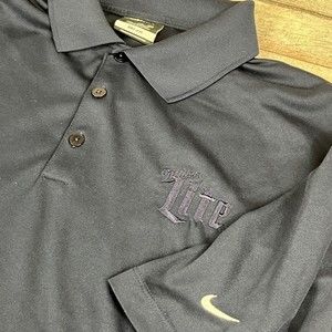 Nike Mens Dri Fit Golf Polo Shirt XXLarge Navy Blue Miller Light Logo